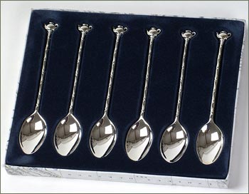 Demitasse Tea Spoon Set - Silver Teapot