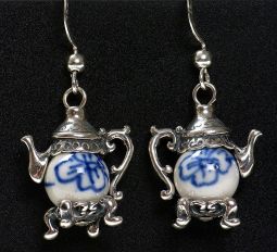 Tiny Teapots Chinese Porcelain Earrings