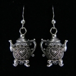 Antique Heart Motif Sterling Silver Plated Earrings